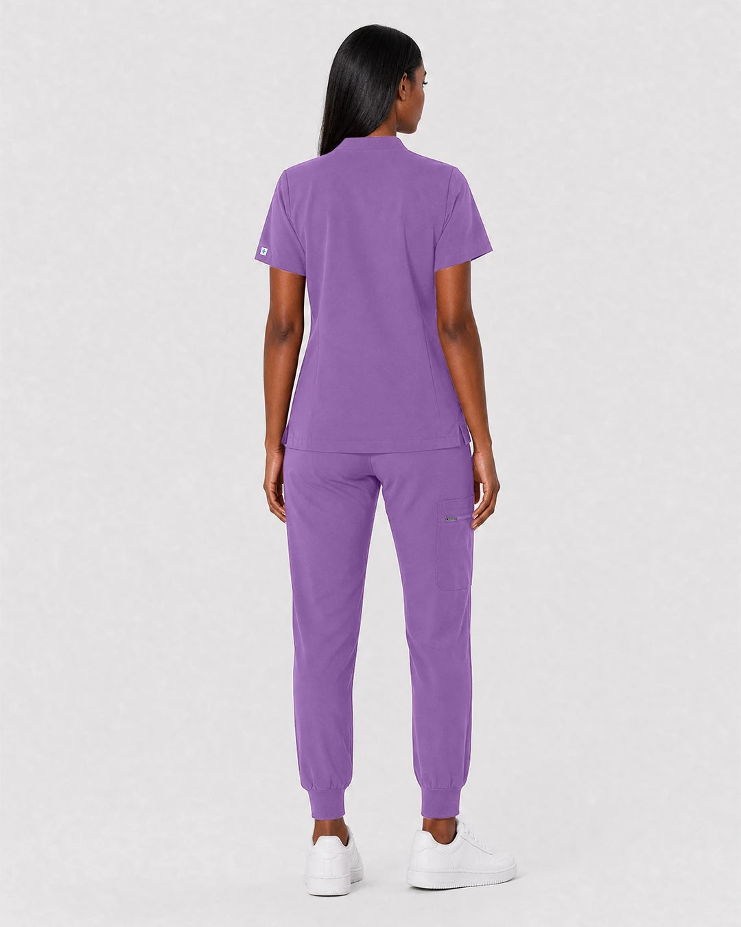 Light Purple Eipnare Women's Split V-Neck Cargo Jogger Scrub Set - Stretch Medical Scrubs for Women