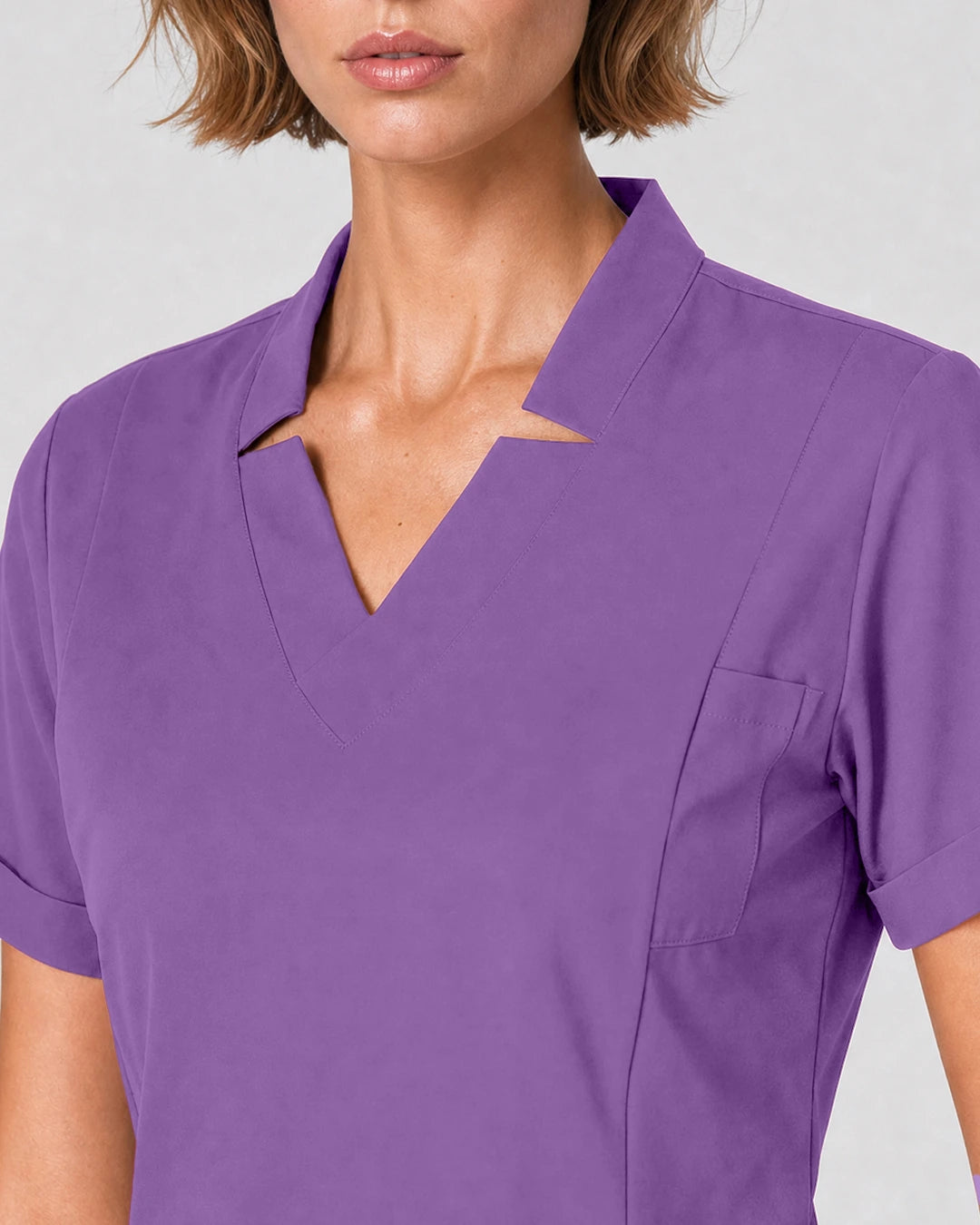 Light Purple Eipnare Women's Split V-Neck Tapered Scrub Set - Stretch Medical Scrubs for Women