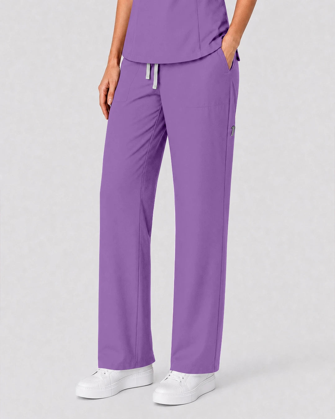 Light Purple Eipnare Women's Split V-Neck Tapered Scrub Set - Stretch Medical Scrubs for Women