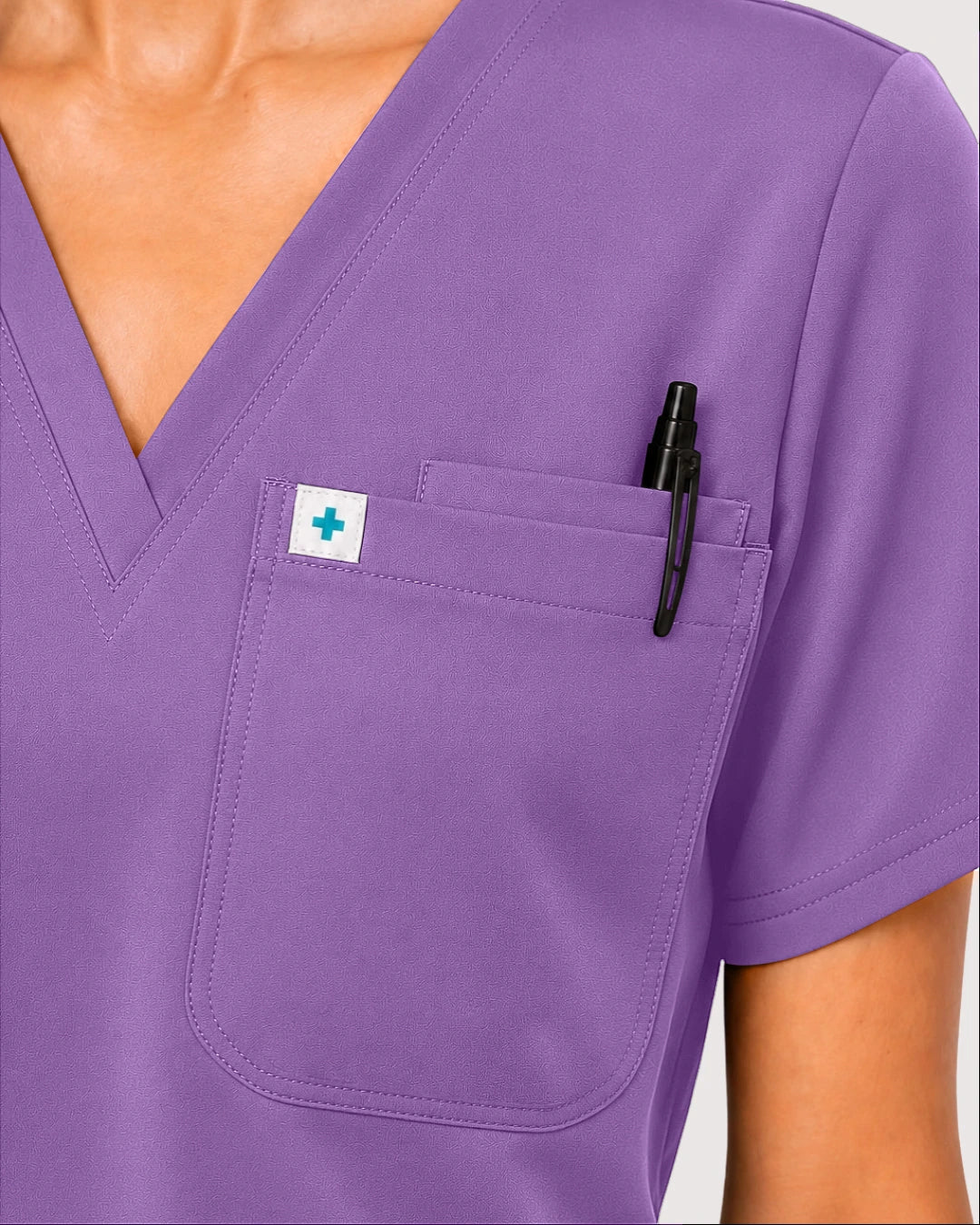 Light Purple Eipnare Women's Knit V-Neck Jogger Scrub Set - Stretch Medical Scrubs for Women