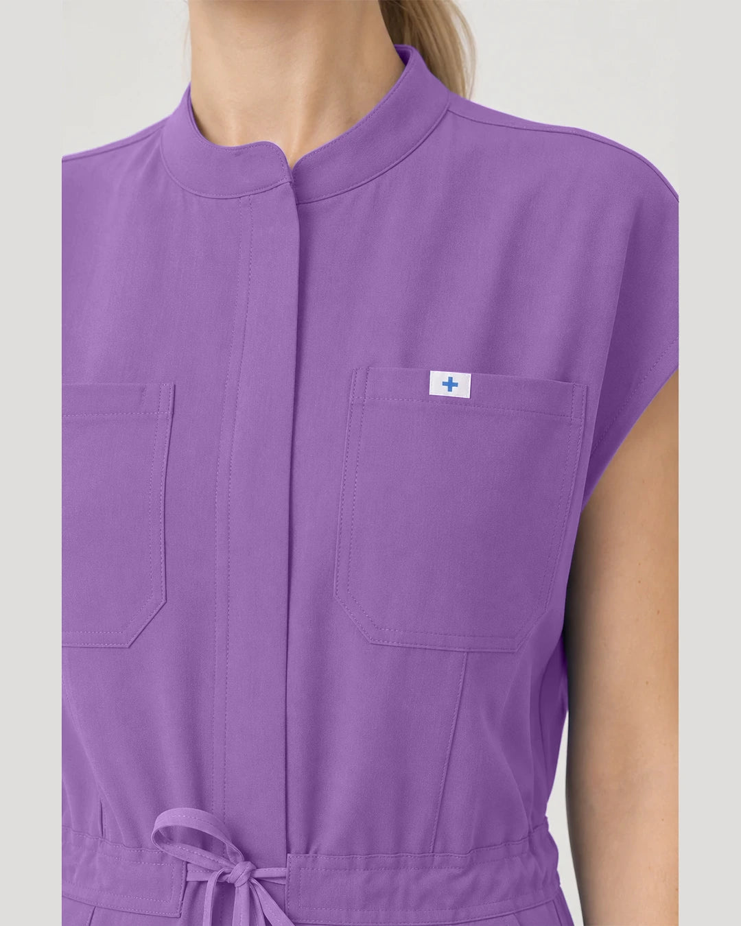 Light Purple Eipnare Women's Zip-Front Sleeveless Scrub Jumpsuit - Stretch Medical Scrubs for Women
