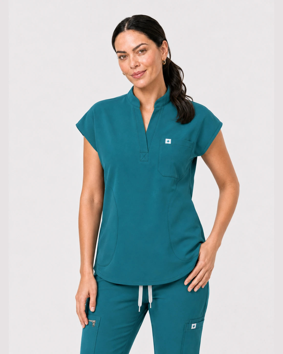 Mint Green Eipnare Women's 8-Pocket V-Neck Jogger Scrub Set - Stretch Medical Scrubs for Women