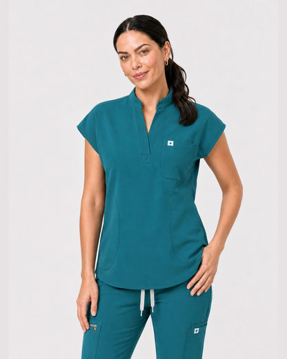 Mint Green Eipnare Women's 8-Pocket V-Neck Jogger Scrub Set - Stretch Medical Scrubs for Women
