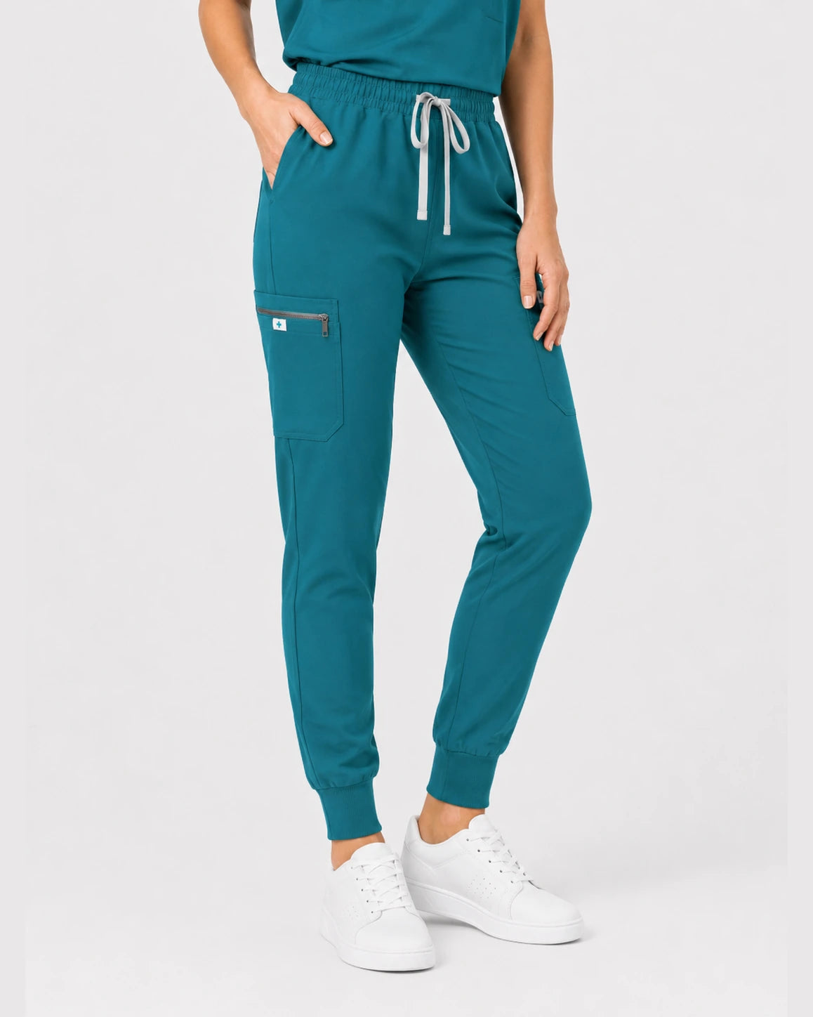 Mint Green Eipnare Women's 8-Pocket V-Neck Jogger Scrub Set - Stretch Medical Scrubs for Women