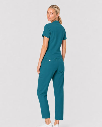 Mint Green Eipnare Women's V-Neck Split 9-Pocket Slim Fit Scrub Set - Stretch Medical Scrubs for Women