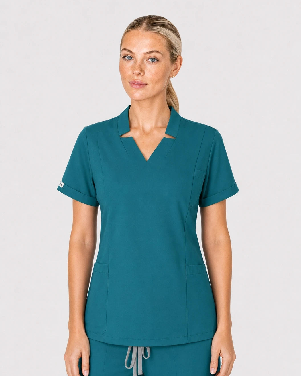 Mint Green Eipnare Women's V-Neck Split 9-Pocket Slim Fit Scrub Set - Stretch Medical Scrubs for Women