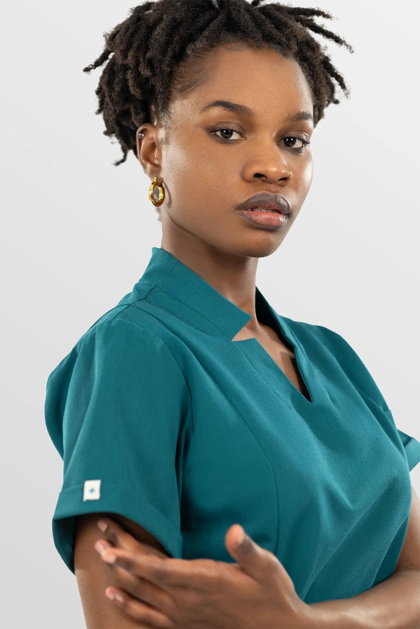 Mint Green Eipnare Women's V-Neck Split 9-Pocket Slim Fit Scrub Set - Stretch Medical Scrubs for Women
