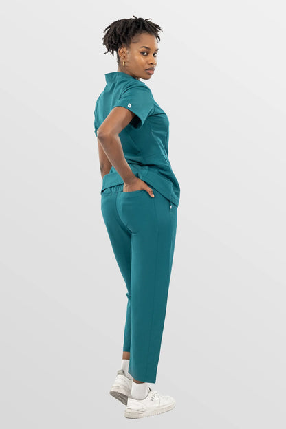 Mint Green Eipnare Women's V-Neck Split 9-Pocket Slim Fit Scrub Set - Stretch Medical Scrubs for Women