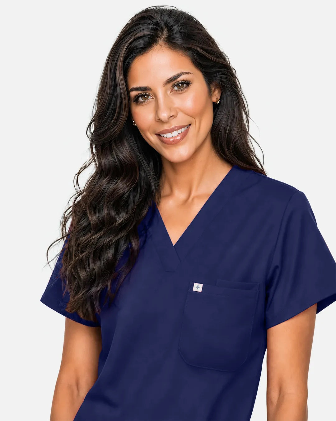 Navy Blue Eipnare Women's Classic V-Neck Scrub Top - Stretch Medical Scrubs for Women