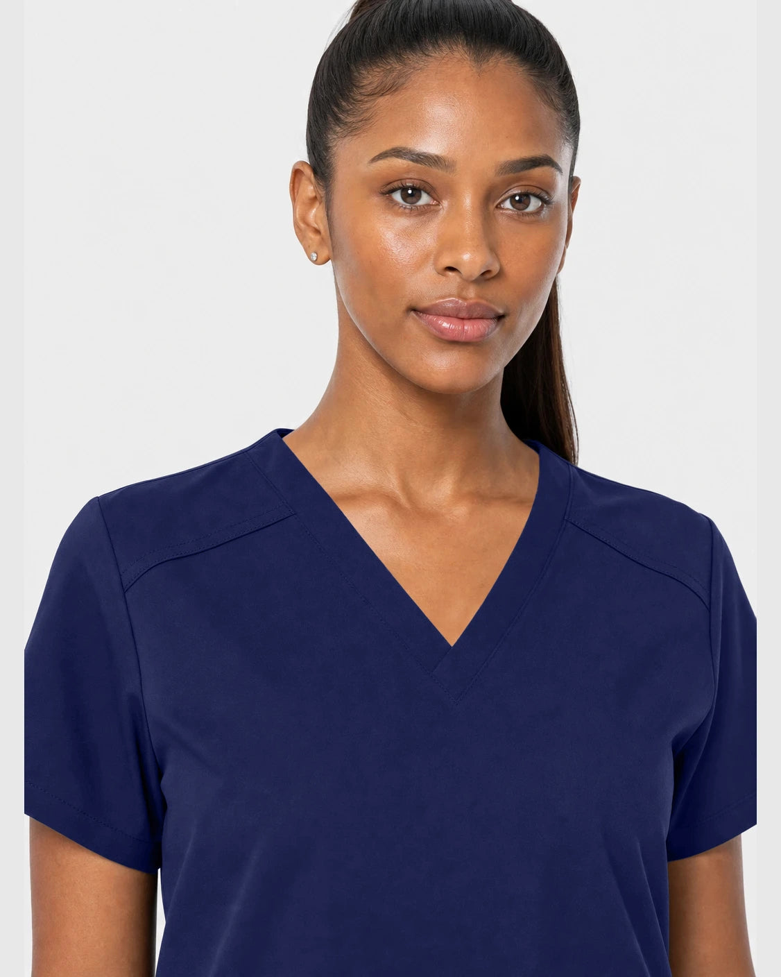 Navy Blue Eipnare Women's 15-Pocket V-Neck Jogger Scrub Set - Stretch Medical Scrubs for Women