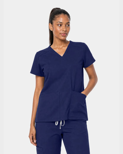 Navy Blue Eipnare Women's 15-Pocket V-Neck Jogger Scrub Set - Stretch Medical Scrubs for Women