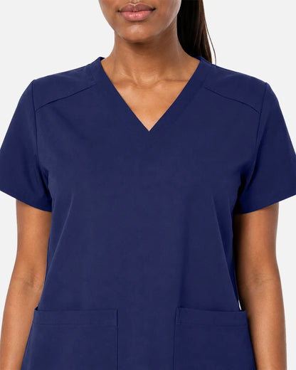 Navy Blue Eipnare Women's Woven V-Neck Scrub Top - Stretch Medical Scrubs for Women
