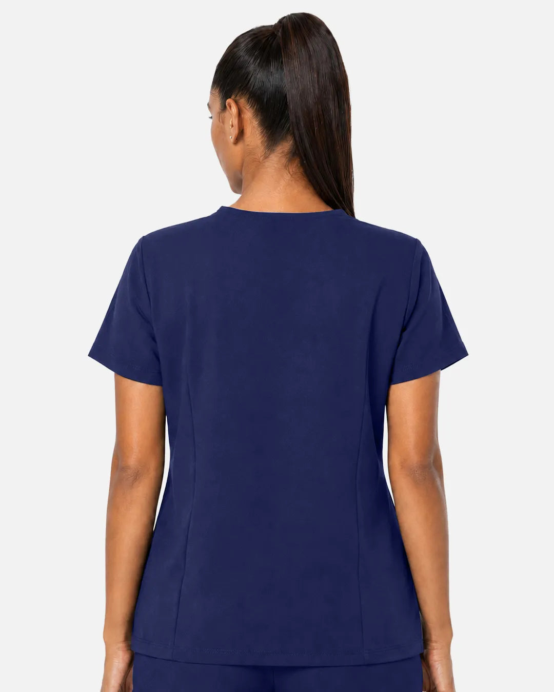 Navy Blue Eipnare Women's Woven V-Neck Scrub Top - Stretch Medical Scrubs for Women