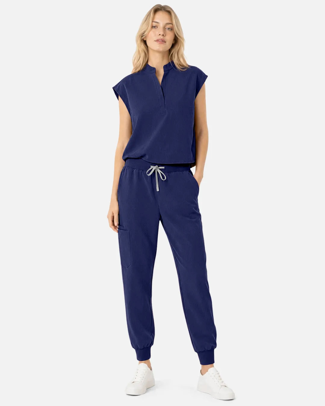 Navy Blue Eipnare Women's Tapered Jogger Scrub Pants - Stretch Medical Scrubs for Women