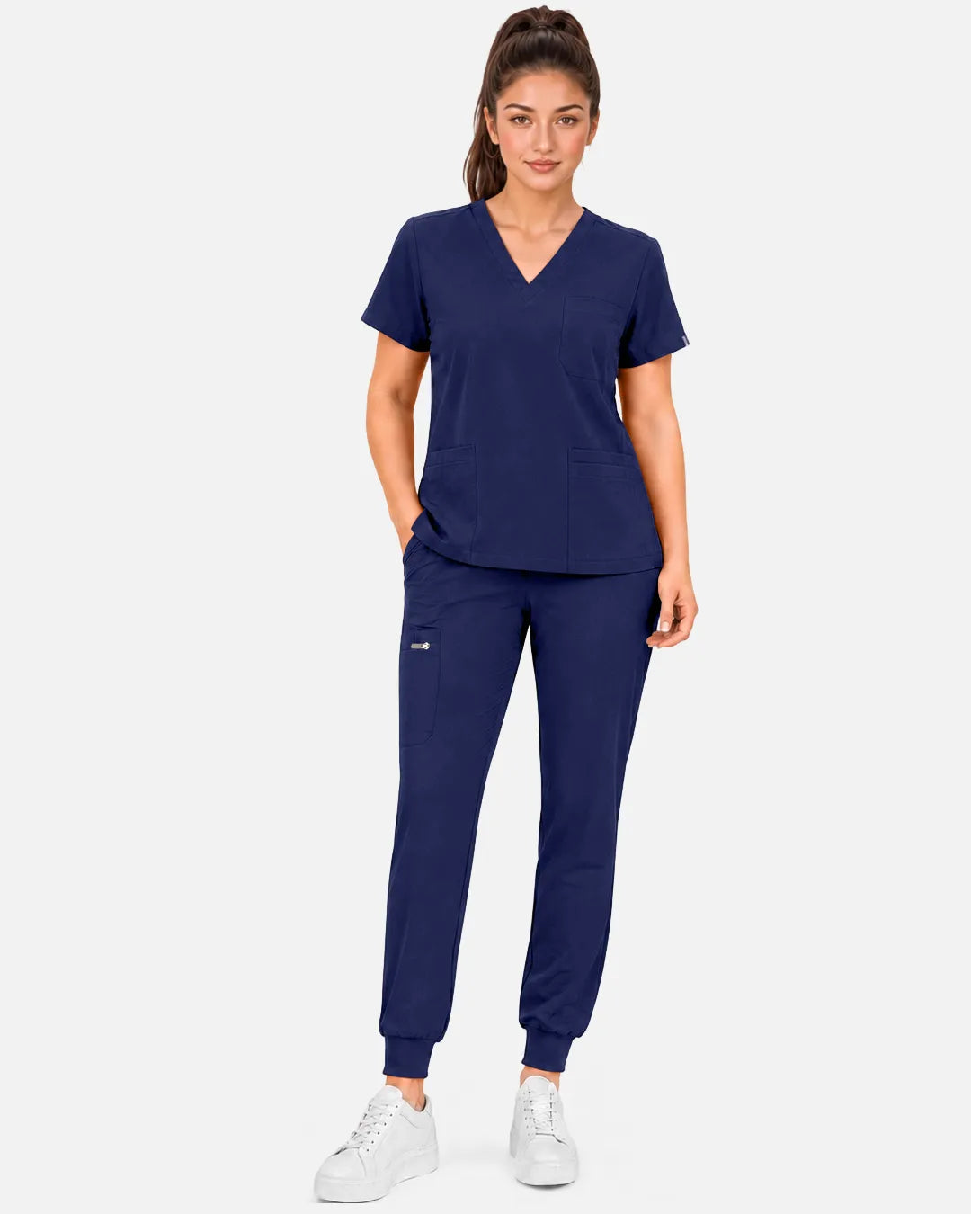 Navy Blue Eipnare Women's Multi-Pocket Jogger Scrub Pants - Stretch Medical Scrubs for Women