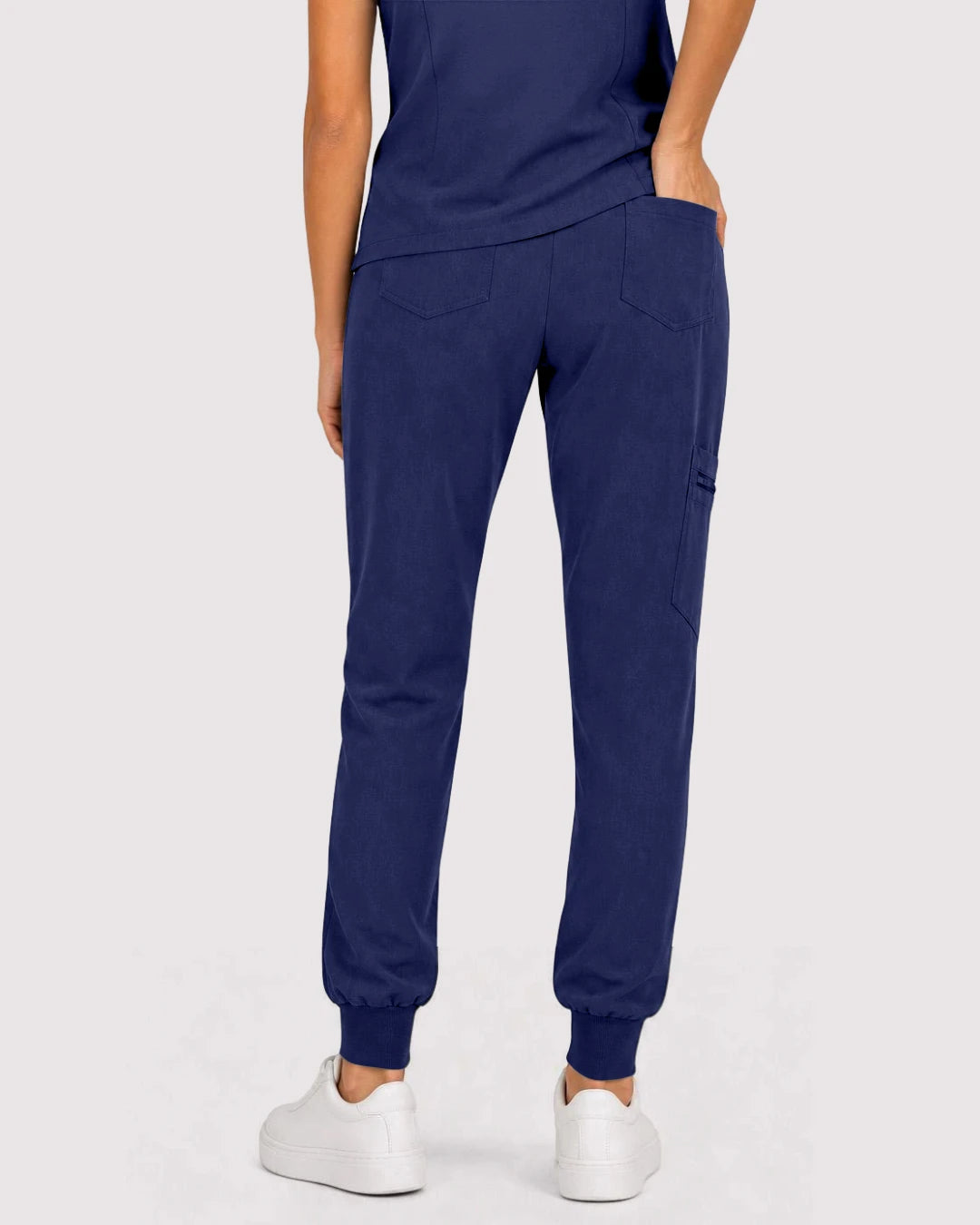 Navy Blue Eipnare Women's 3-Pocket V-Neck Jogger Scrub Set - Stretch Medical Scrubs for Women