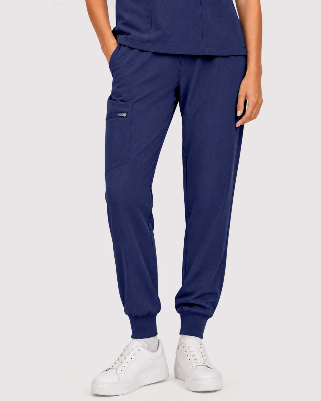 Navy Blue Eipnare Women's 3-Pocket V-Neck Jogger Scrub Set - Stretch Medical Scrubs for Women