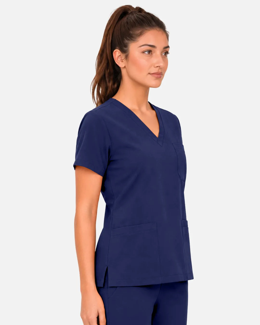 Navy Blue Eipnare Women's 3-Pocket V-Neck Scrub Top - Stretch Medical Scrubs for Women