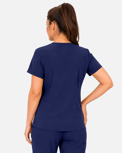 Navy Blue Eipnare Women's 3-Pocket V-Neck Scrub Top - Stretch Medical Scrubs for Women