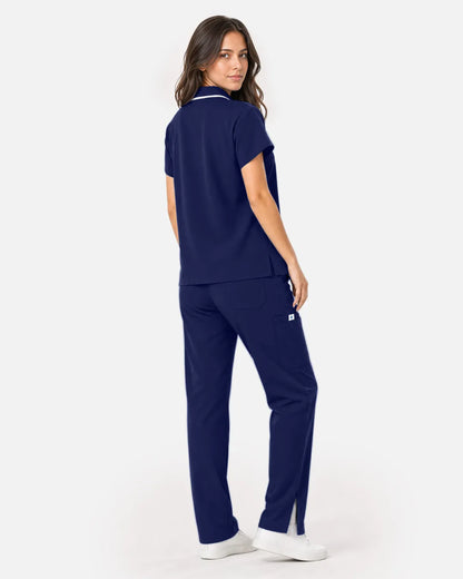 Navy Blue Eipnare Women's Polo-Collar Medical Scrub Top - Stretch Medical Scrubs for Women