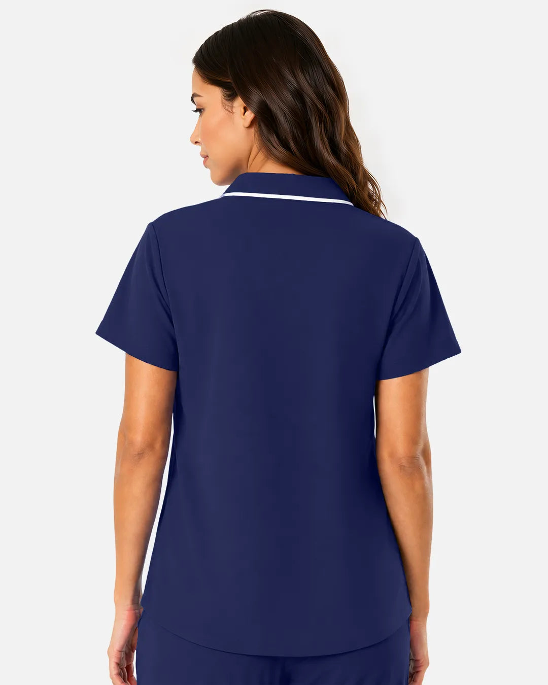 Navy Blue Eipnare Women's Polo-Collar Medical Scrub Top - Stretch Medical Scrubs for Women