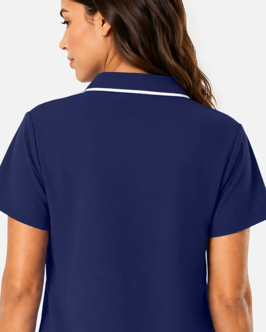 Navy Blue Eipnare Women's Polo-Collar Medical Scrub Top - Stretch Medical Scrubs for Women