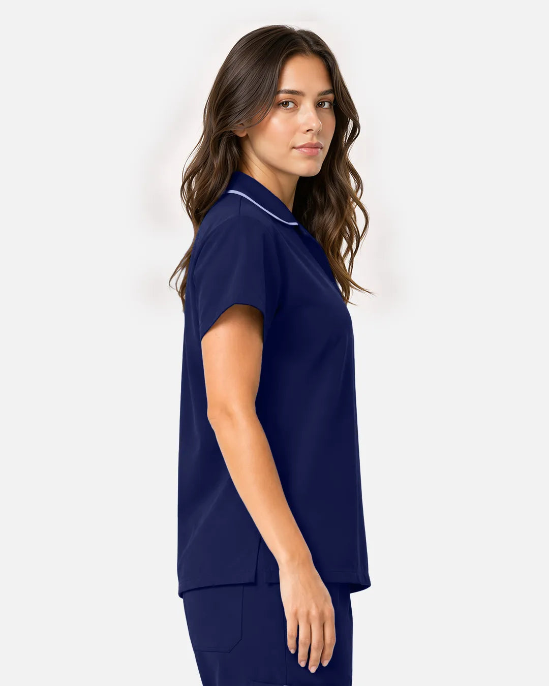 Navy Blue Eipnare Women's Polo-Collar Medical Scrub Top - Stretch Medical Scrubs for Women