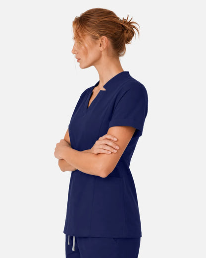 Navy Blue Eipnare Women's Split V-Neck Scrub Top - Stretch Medical Scrubs for Women