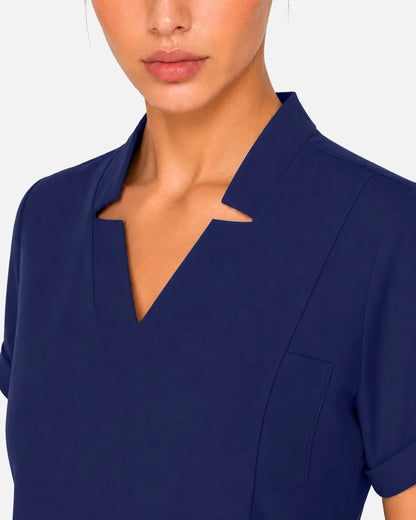 Navy Blue Eipnare Women's Split V-Neck Scrub Top - Stretch Medical Scrubs for Women