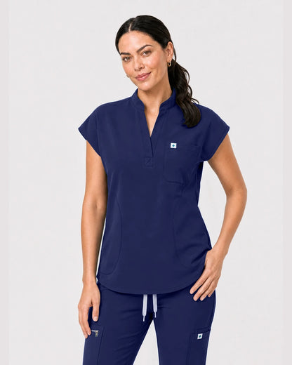 Navy Blue Eipnare Women's Henley Sleeveless Jogger Scrub Set - Stretch Medical Scrubs for Women