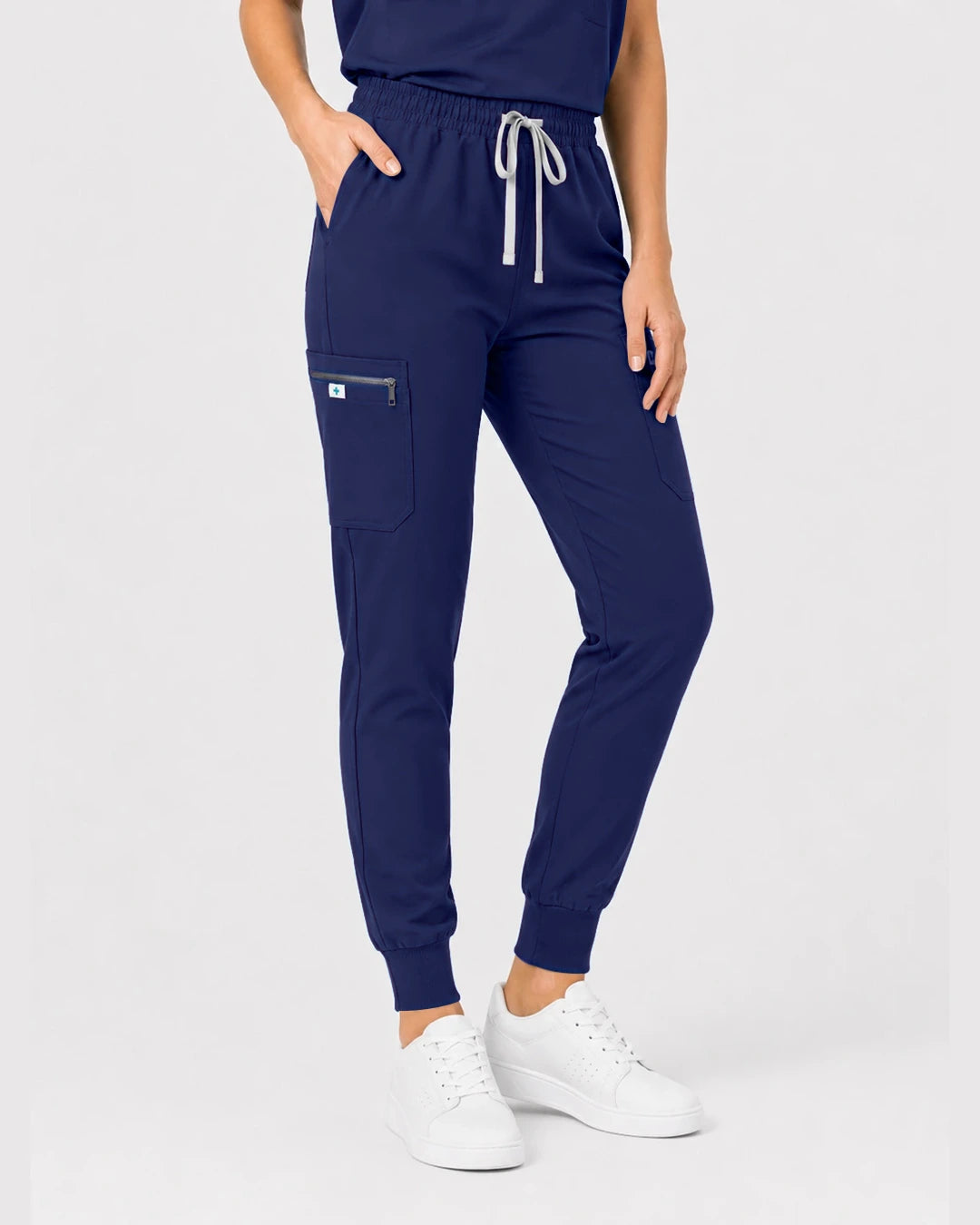 Navy Blue Eipnare Women's Henley Sleeveless Jogger Scrub Set - Stretch Medical Scrubs for Women