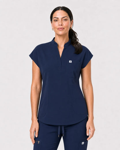 Navy Blue Eipnare Women's 8-Pocket V-Neck Jogger Scrub Set - Stretch Medical Scrubs for Women