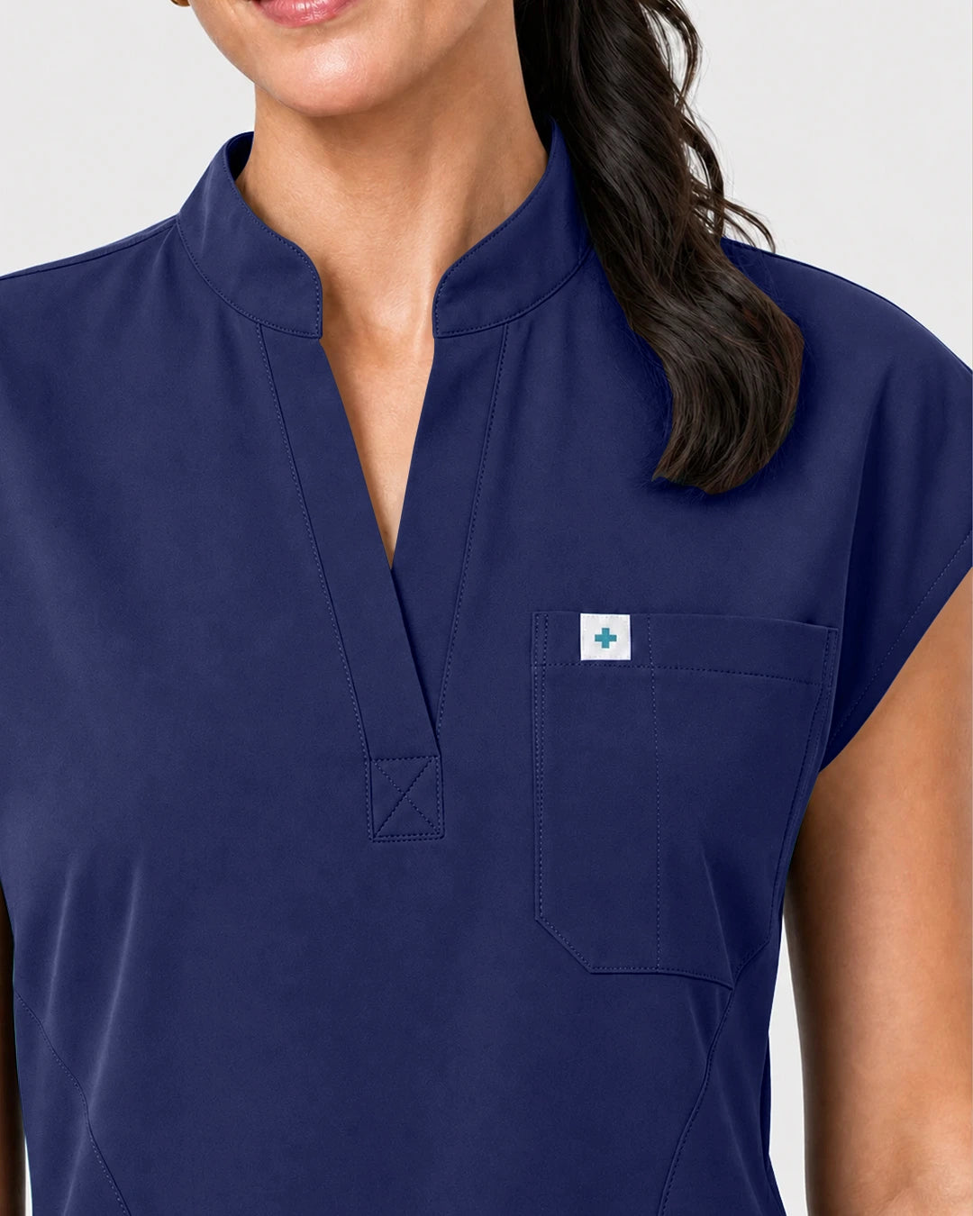 Navy Blue Eipnare Women's Henley Sleeveless Jogger Scrub Set - Stretch Medical Scrubs for Women