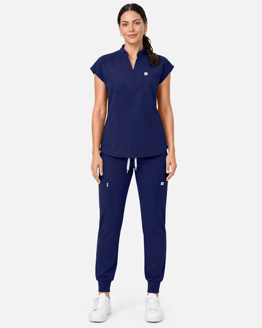 Navy Blue Eipnare Women's Sleeveless Henley Scrub Top - Stretch Medical Scrubs for Women