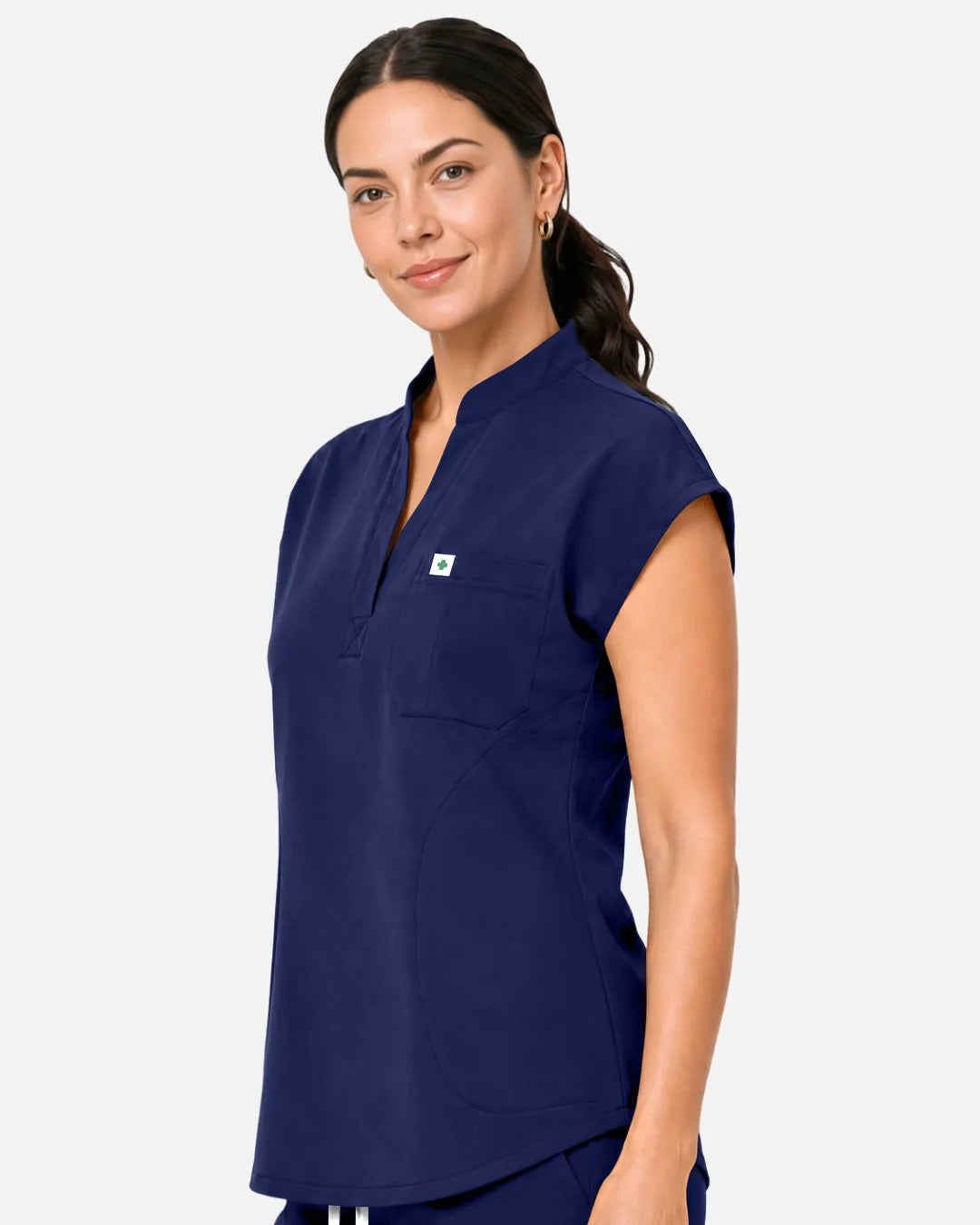 Navy Blue Eipnare Women's Sleeveless Henley Scrub Top - Stretch Medical Scrubs for Women