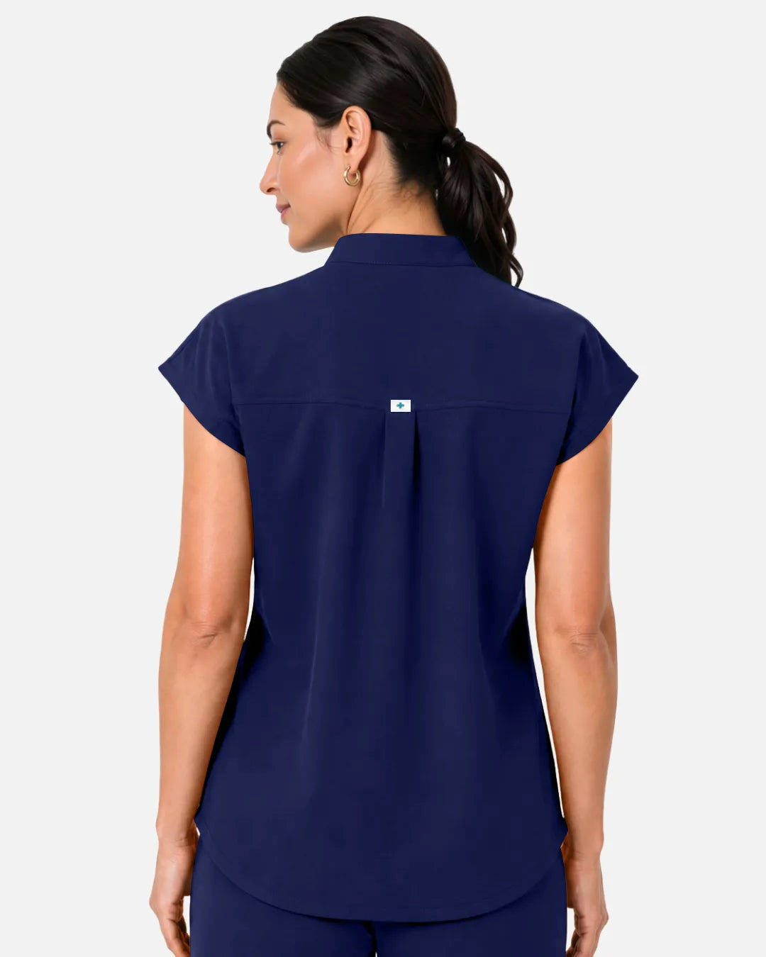 Navy Blue Eipnare Women's Sleeveless Henley Scrub Top - Stretch Medical Scrubs for Women