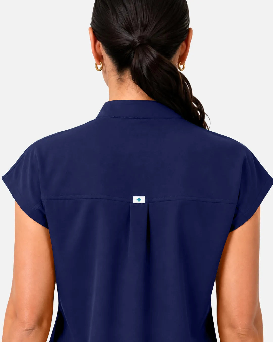 Navy Blue Eipnare Women's Sleeveless Henley Scrub Top - Stretch Medical Scrubs for Women