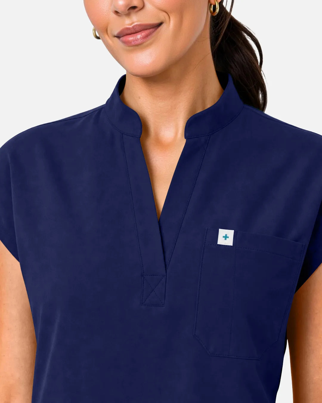 Navy Blue Eipnare Women's Sleeveless Henley Scrub Top - Stretch Medical Scrubs for Women
