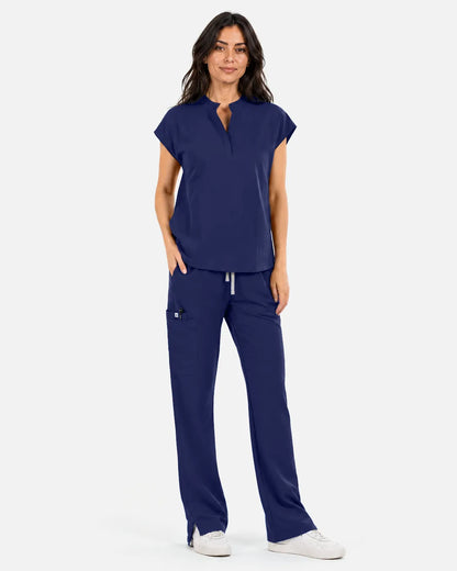 Navy Blue Eipnare Women's Straight-Leg Cargo Scrub Pants - Stretch Medical Scrubs for Women