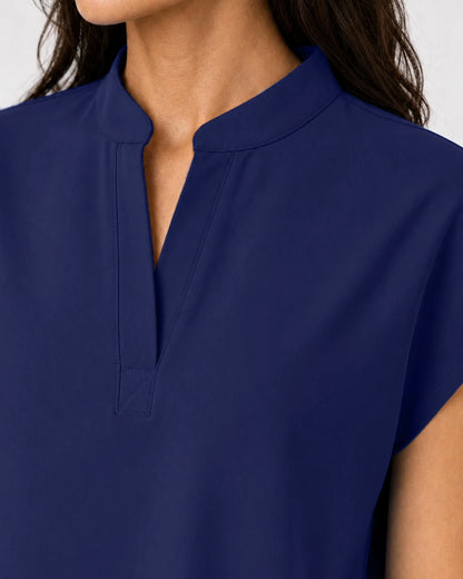 Navy Blue Eipnare Women's Mandarin Sleeveless Straight-Leg Scrub Set - Stretch Medical Scrubs for Women