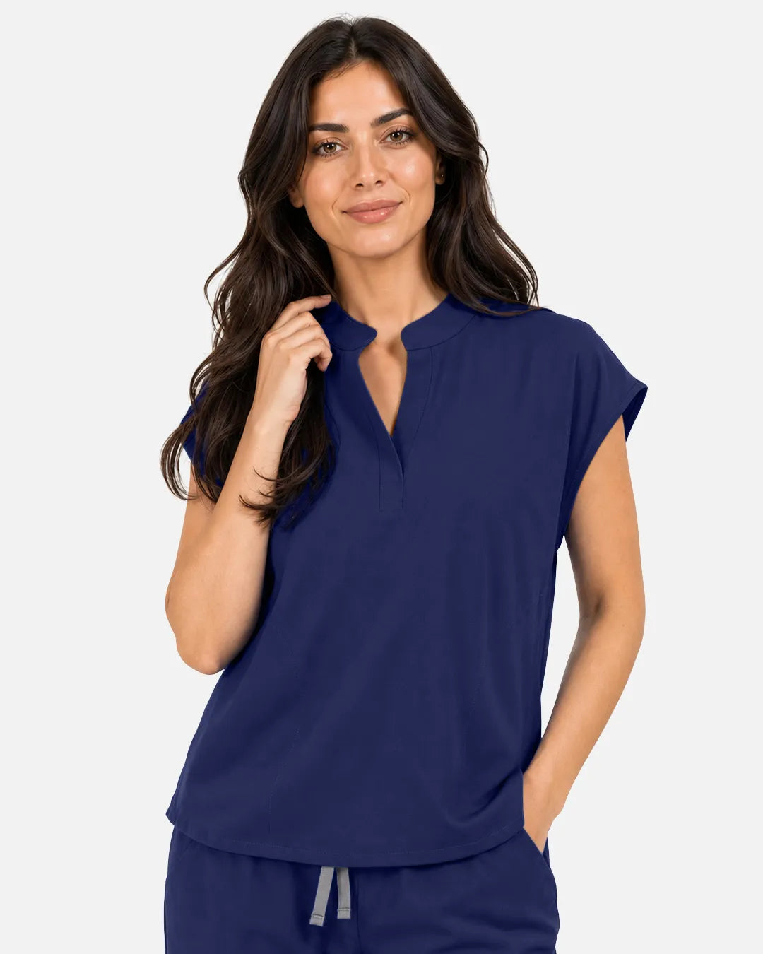 Navy Blue Eipnare Women's Sleeveless Mandarin Collar Scrub Top - Stretch Medical Scrubs for Women
