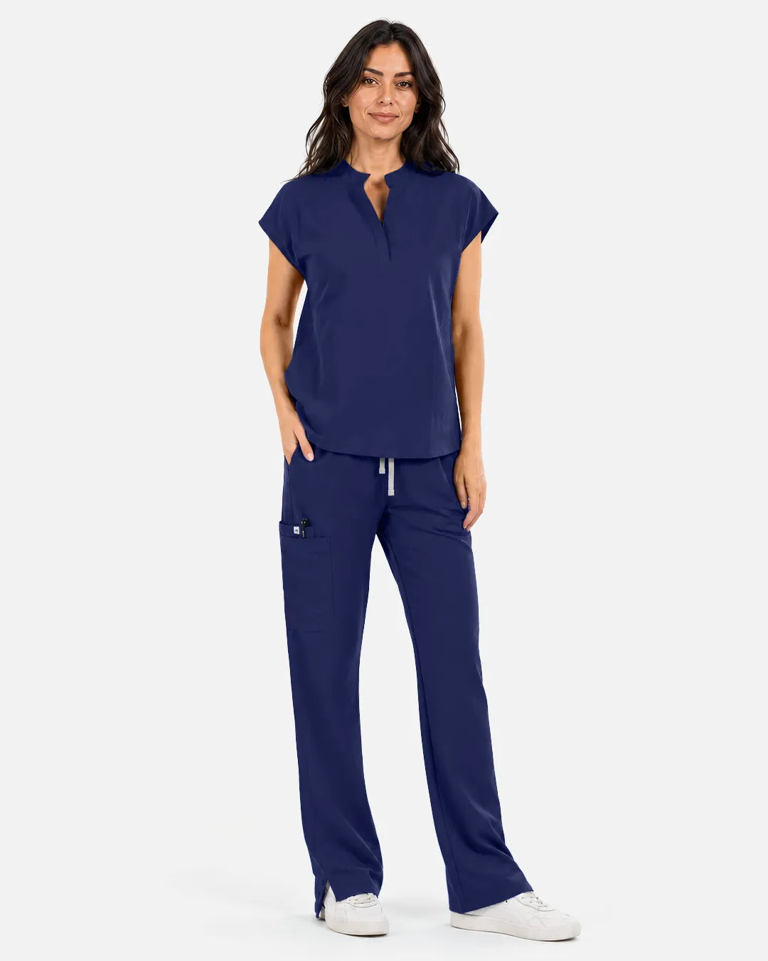 Navy Blue Eipnare Women's Sleeveless Mandarin Collar Scrub Top - Stretch Medical Scrubs for Women