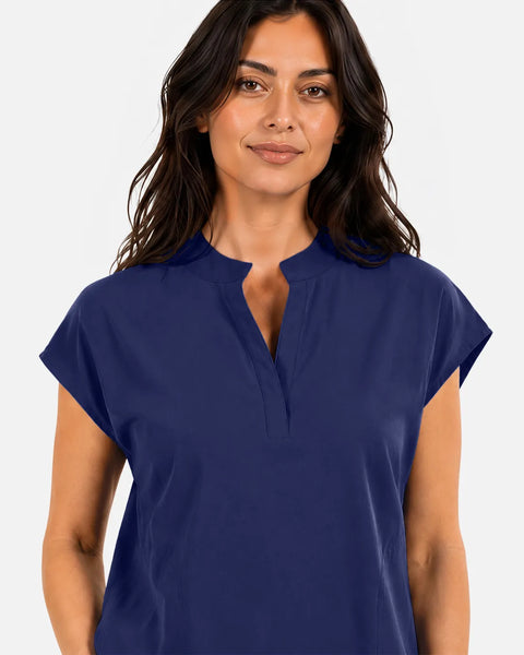 Eipnare Women's Sleeveless Mandarin Collar Uniform Top - Navy Blue