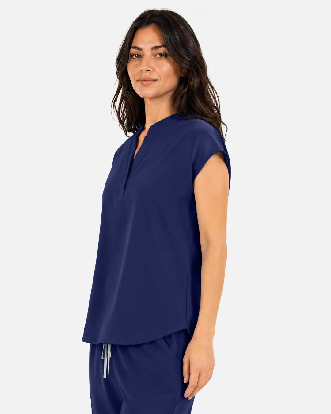 Navy Blue Eipnare Women's Sleeveless Mandarin Collar Scrub Top - Stretch Medical Scrubs for Women