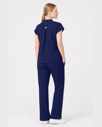 Navy Blue Eipnare Women's Henley Sleeveless Straight-Leg Scrub Set - Stretch Medical Scrubs for Women