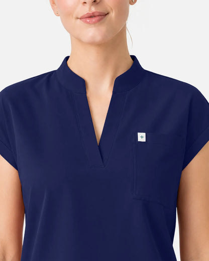 Navy Blue Eipnare Women's Henley Sleeveless Straight-Leg Scrub Set - Stretch Medical Scrubs for Women