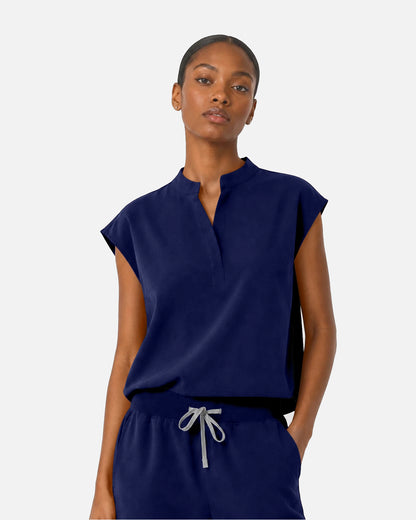 Navy Blue – Eipnare Women's Sleeveless Mandarin Collar Jogger Uniform Set – product image 04