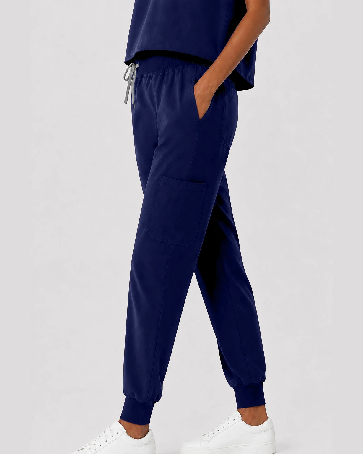 Navy Blue Eipnare Women's Sleeveless Mandarin Collar Jogger Scrub Set - Stretch Medical Scrubs for Women