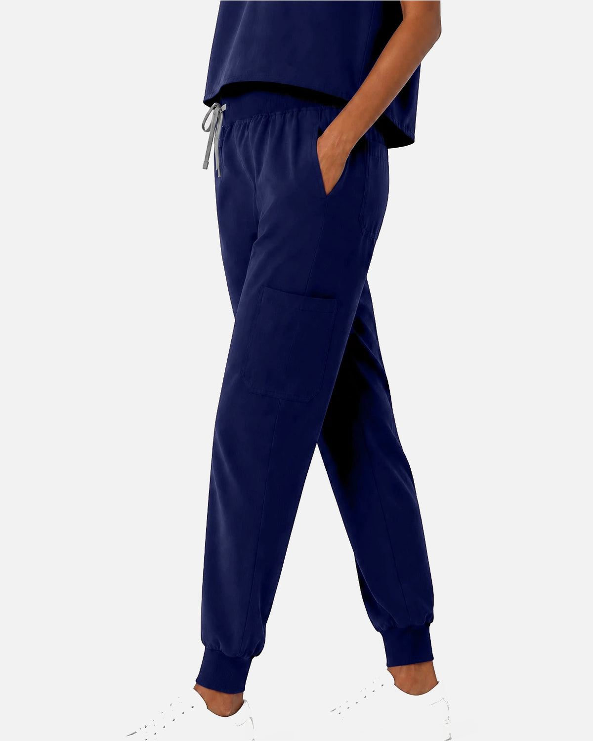 Navy Blue – Eipnare Women's Sleeveless Mandarin Collar Jogger Uniform Set – product image 05
