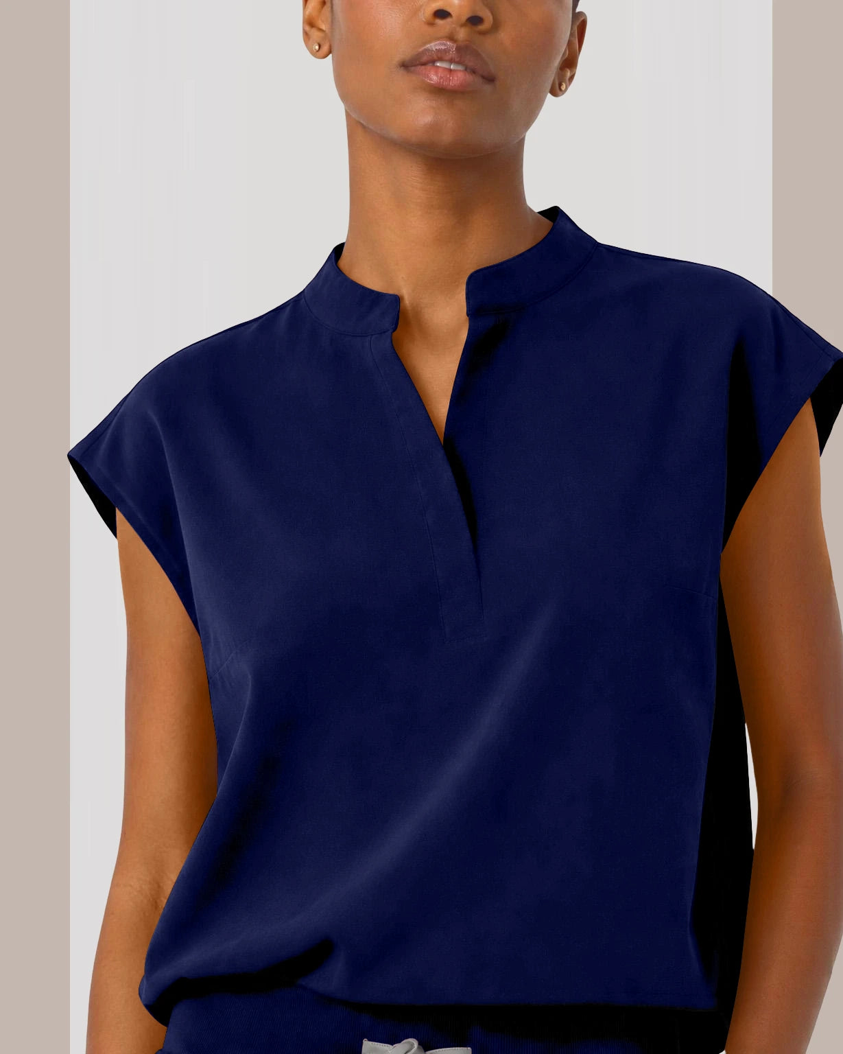 Navy Blue Eipnare Women's Sleeveless Mandarin Collar Jogger Scrub Set - Stretch Medical Scrubs for Women